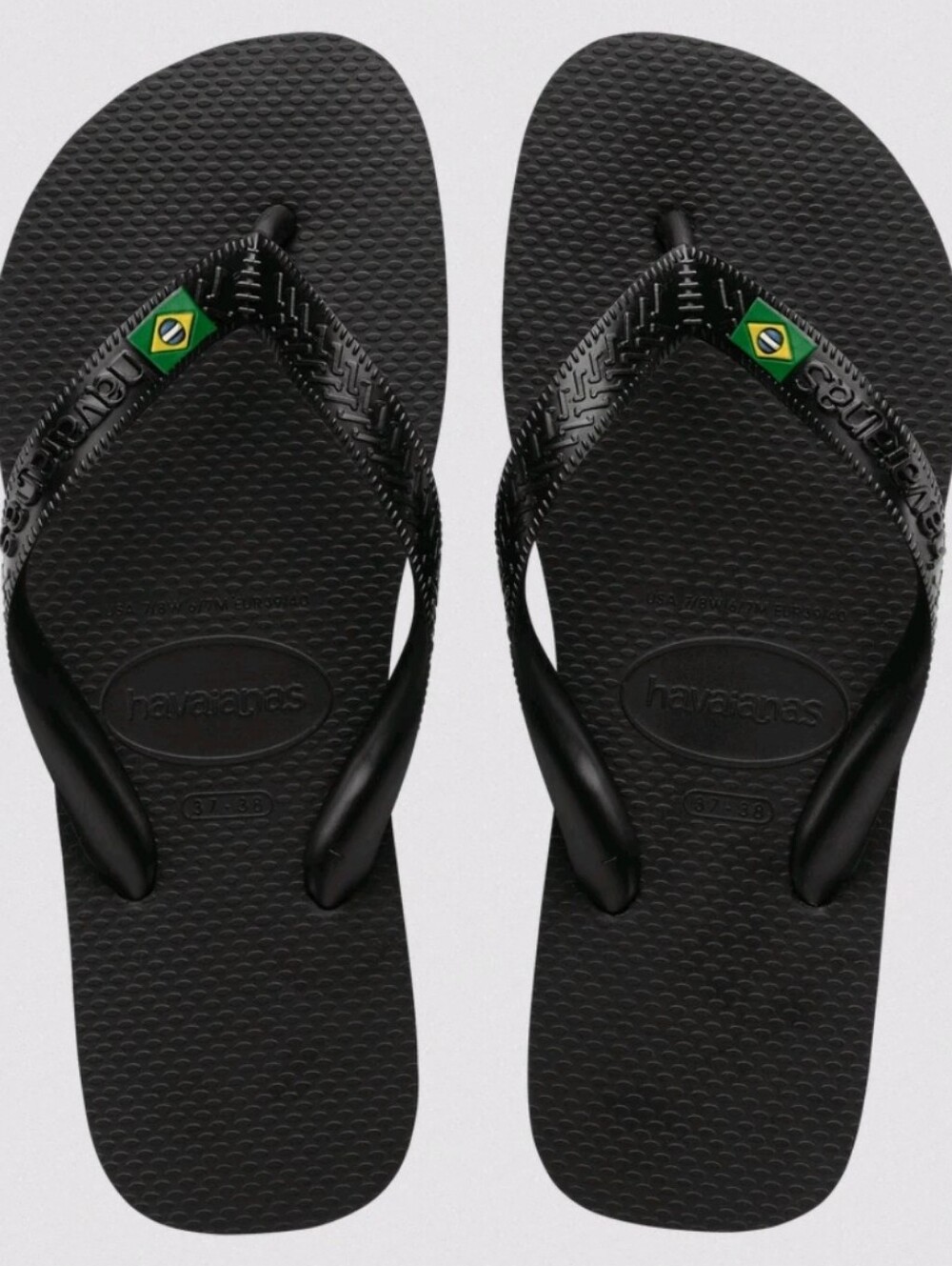 Havaianas Mens Brasil Flag Green Black Flip Flops Size  7/8 Beach Resortwear